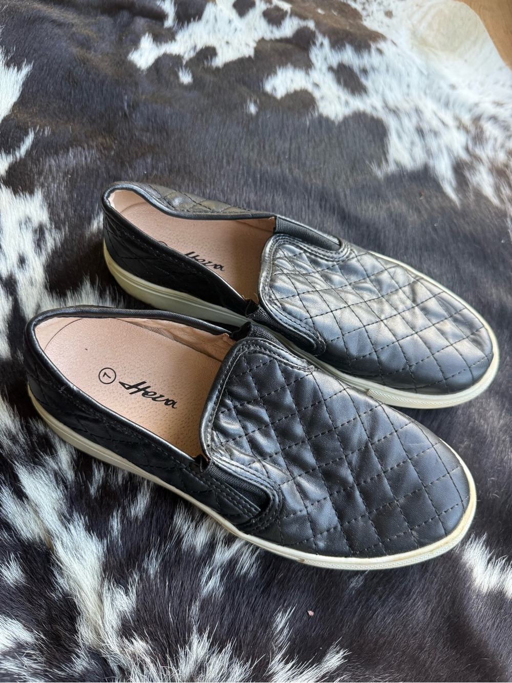 Apex Quilted Slip-On Sneakers in Black with Cream Sole